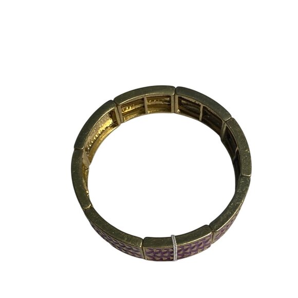 Lia Sophia Retired Purple Rhythmic Stretch Bracelet Geometric Pattern Gold Accen - Picture 5 of 7
